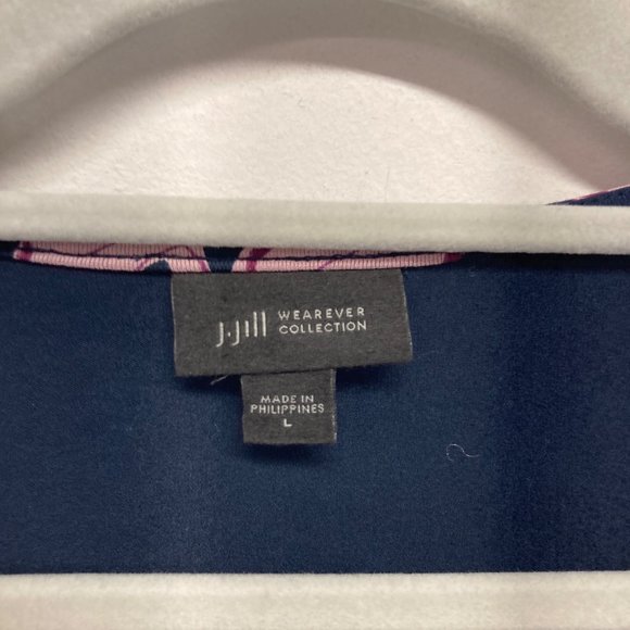 J Jill floral navy pink knit midi dress wearever collection L - Picture 4 of 8